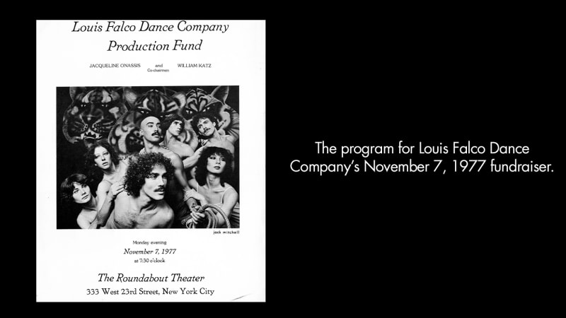 The program for Louis Falco Dance Companys November 7, 1977 fundraiser.