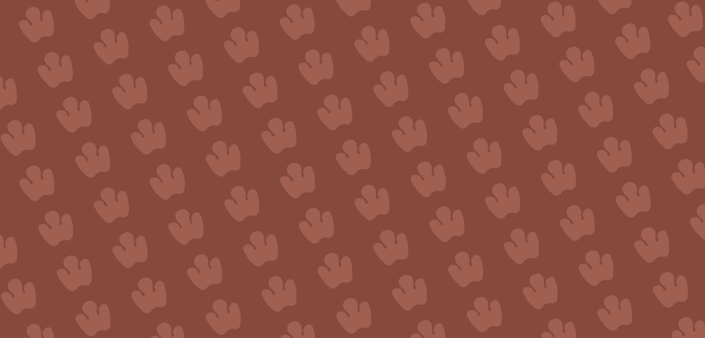 Rhino footprints on a reddish-brown background