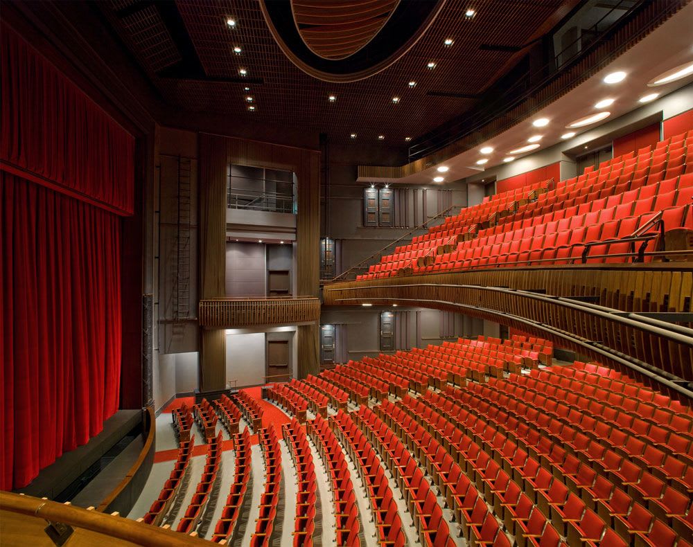View of the orchestra and balcony seats at the Stephen Sondheim Theatre