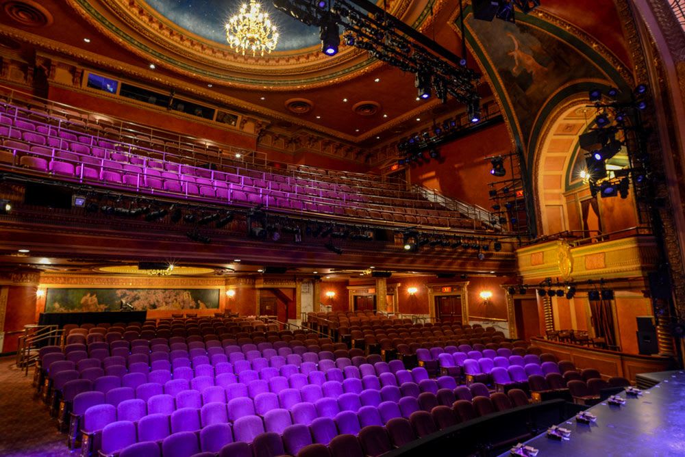 View of the seats from the stage of the Todd Haimes Theatre.