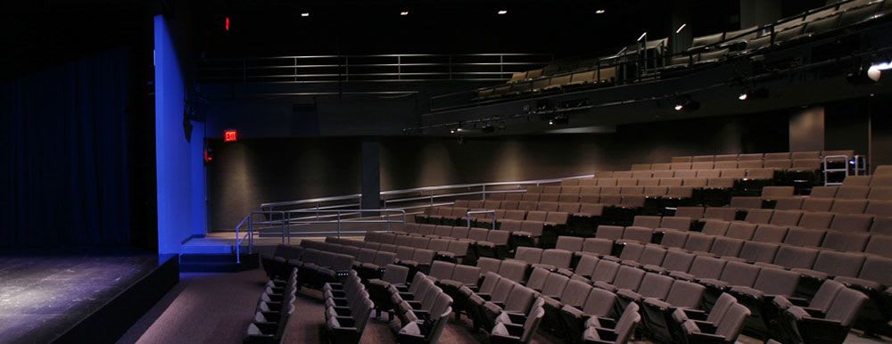 Side view of the Pels stage and seats 