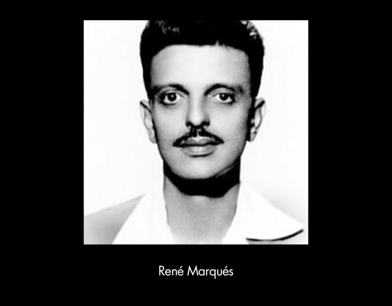 René Marqués. A medium-skinned, dark-haired man with a small, dark mustache.