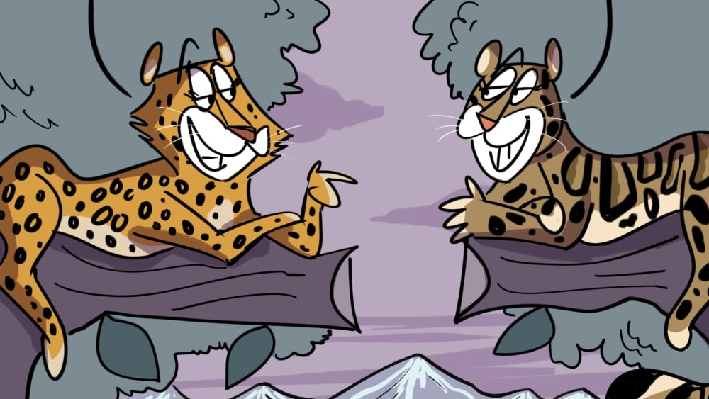 A Leopard and a Clouded Leopard Exchange Compliments