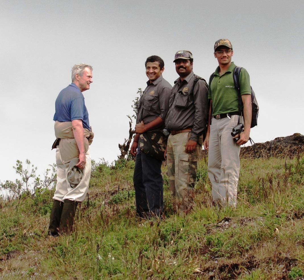  Hiking the Baba Budangiri hills with George B. Schaller, one of the world’s pre-eminent biologists and conservationists, during his 2012 visit to the Bhadra Wildlife Sanctuary in Chikmagalur. Photo: D V Girish