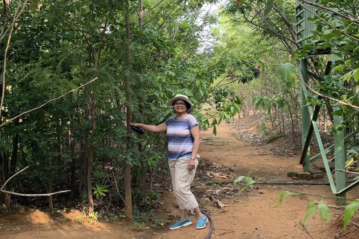 Kriti Anand in her three-year-old forest in outskirts of Secunderabad (Telangana) that was grown using the Miyawaki method. Photo: Kirti Anand.