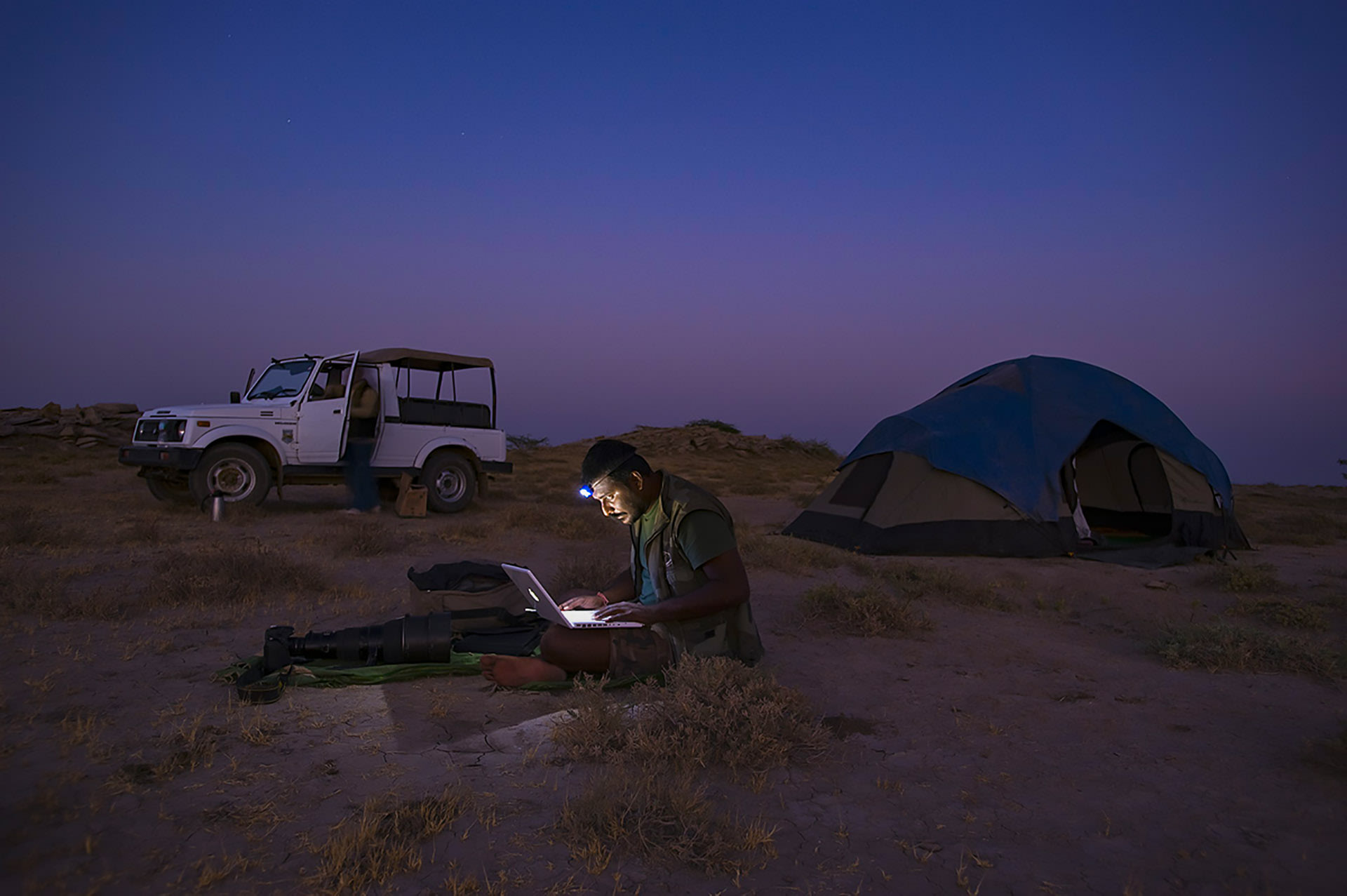 Dhritiman at the Rann of Kutch waiting to shoot a meteor shower