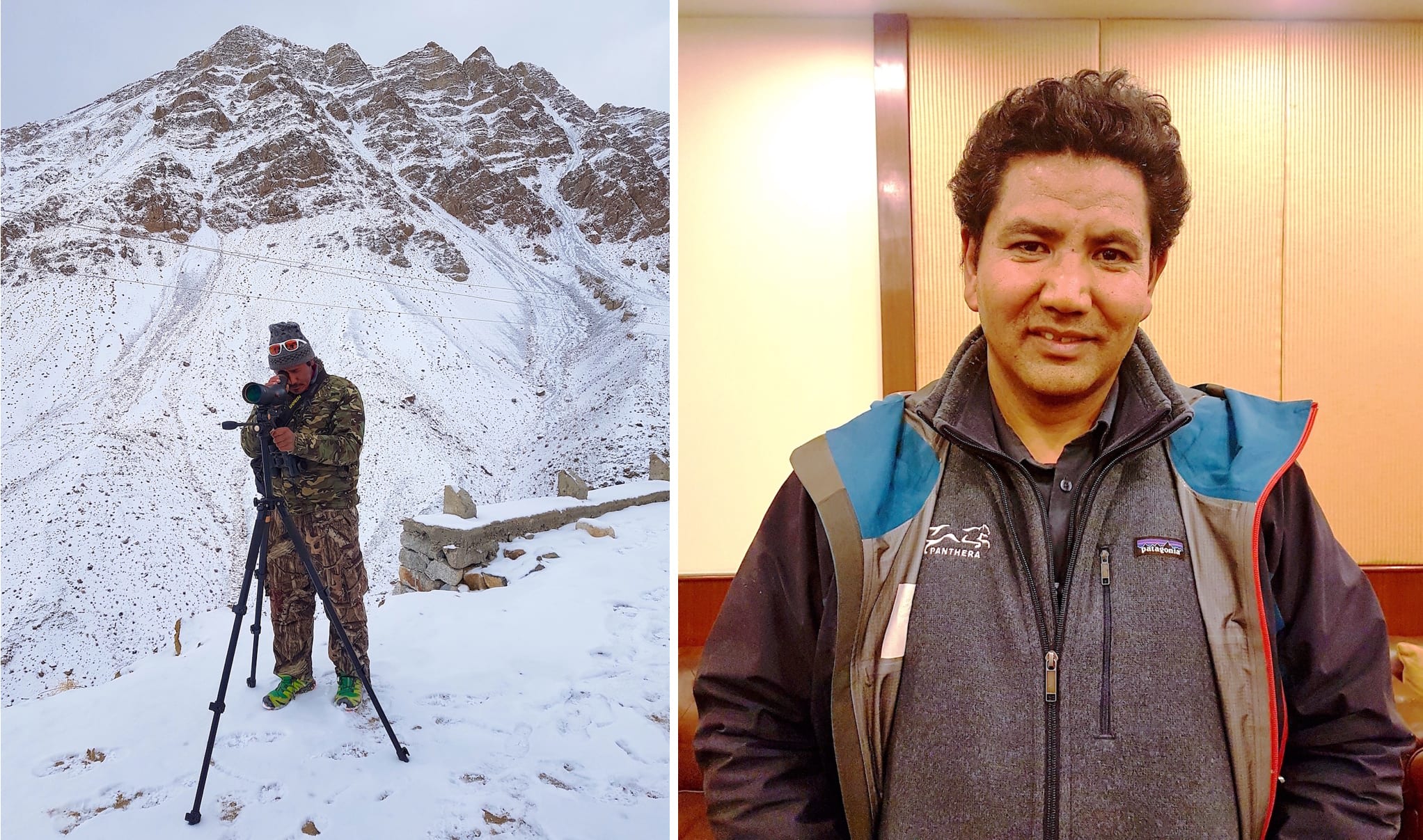 Local communities have started benefitting from tourists who travel to Ulley to spot the ghost cat. (Left) Tchewang Norbu is one of the most well-known snow leopard spotters in Sham Valley. (Right) Dr Tsewang Namgail, director of the Snow Leopard Conservancy- India Trust (SLC-IT), invests in involving local communities in conservation efforts to build a positive relationship with the wild cat. Photos: Khursheed Dinshaw