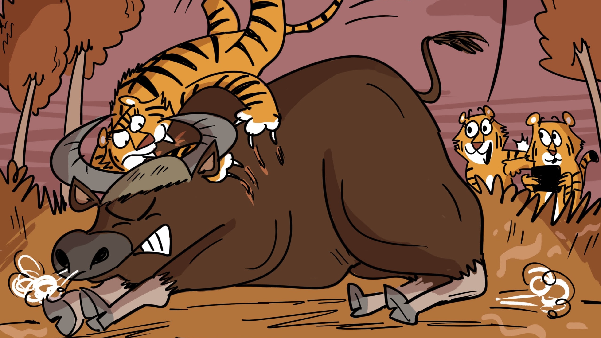 Tigress Vs Gaur