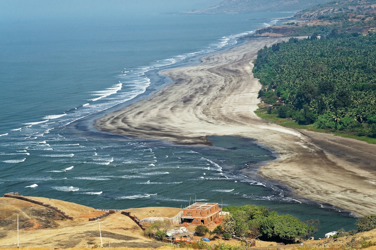 Anjarle Beach is known for its scenic shoreline and Ganpati temple, both of which draw tourists. Photo: Satish Parashar/Shutterstock Cover: Anjarle, Velas, and Kelsi beaches are important nesting sites for olive Ridley turtles in the Dapoli region. Cover photo: Dhritiman Mukherjee