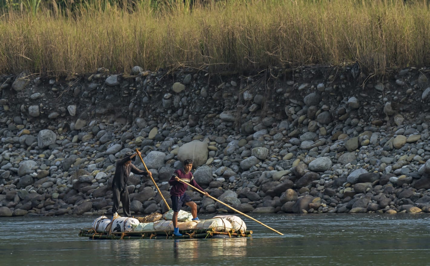 In the absence of any infrastructure, locals from Vijoynagar either walk or use the river to transport goods to Miao. Sometimes, they build rafts from bamboo that grows abundantly in the area and move along the boulder-strewn riverbank until they arrive at their destination.   In 2013, the government proposed plans for a two-lane road connecting Vijoynagar with Miao, but the project did not progress, “as ecologists flagged the road as a bad idea for Namdapha, which is a meeting point of Himalayan, Indo-Burmese, and Indo-Chinese flora and fauna,” according to a report by journalist Rahul Karmakar in the <em>The Hindu</em>. 