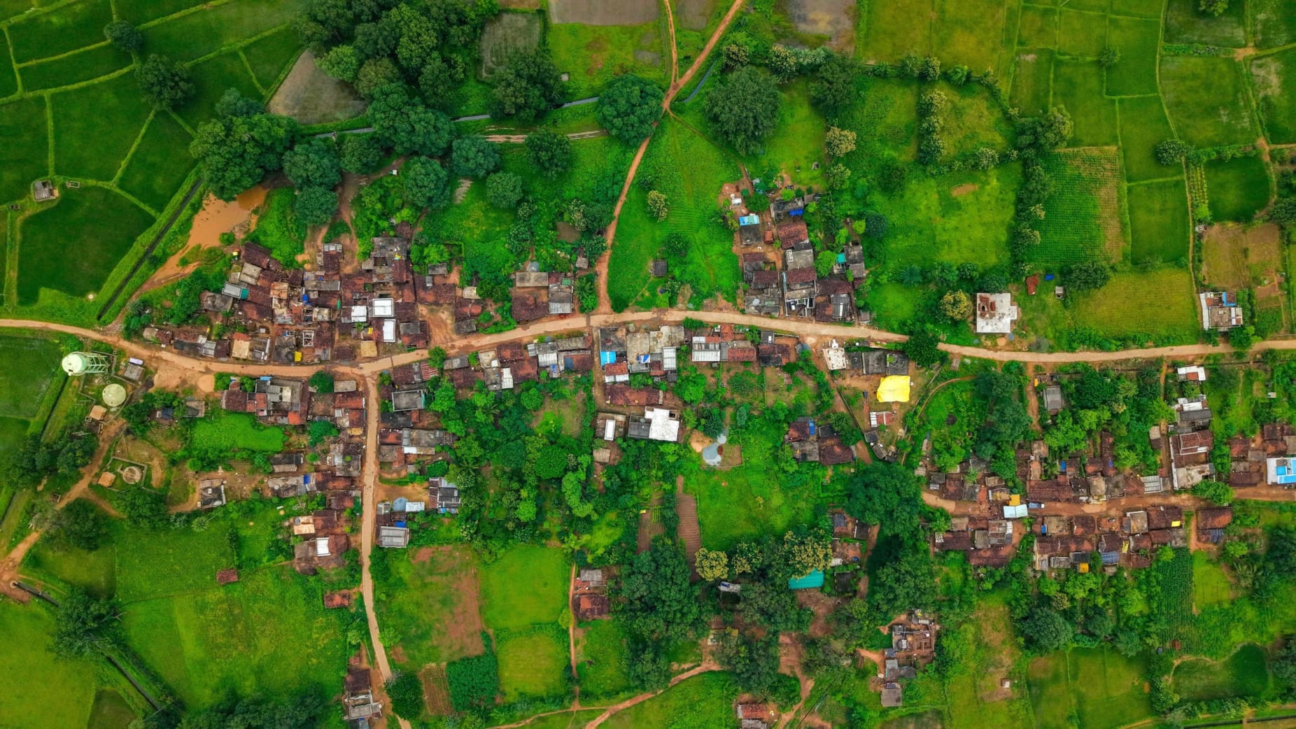 Aerial view of Bagjharan village