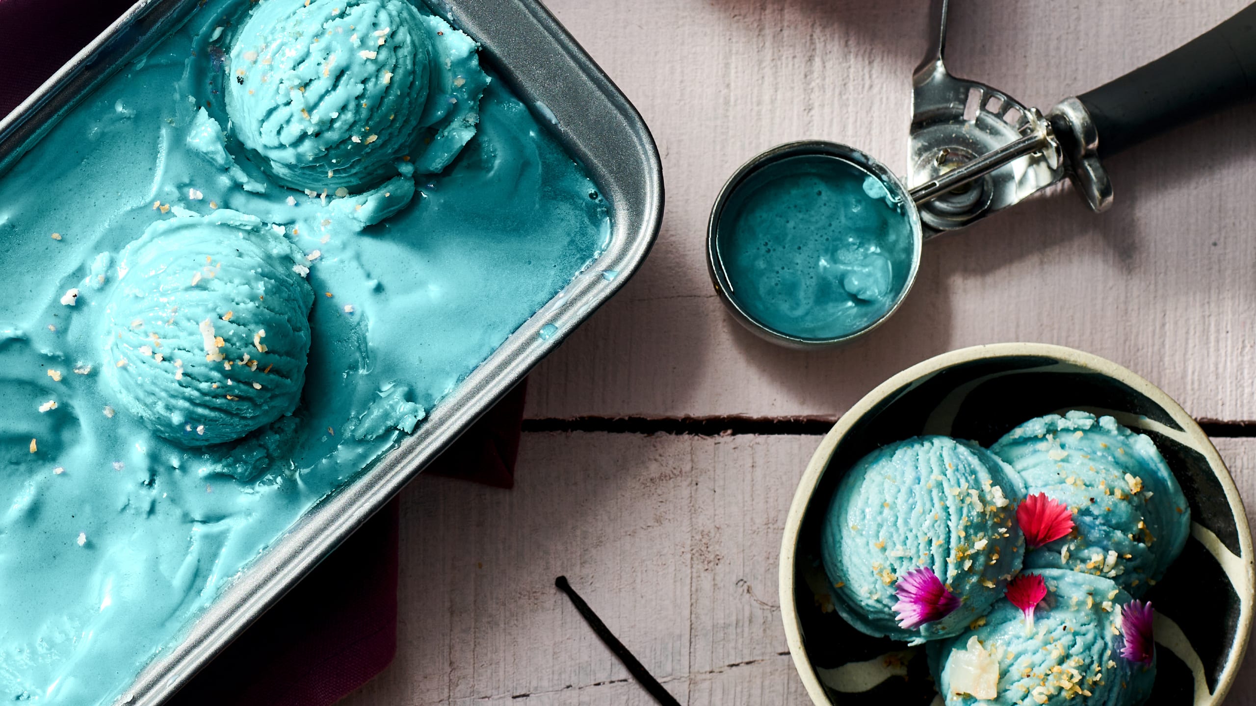 Fresh blue mint ice cream made with spirulina, Bespoke flavour