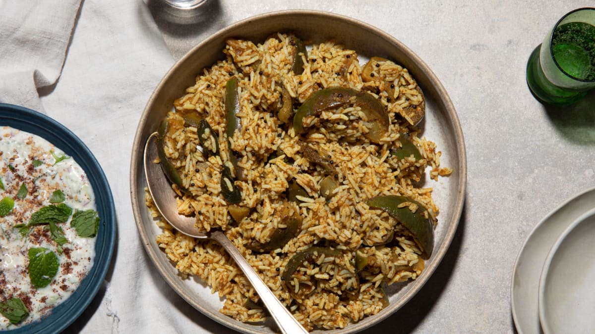 Vangi Bhaat (Masala-Spiced Eggplant Rice)