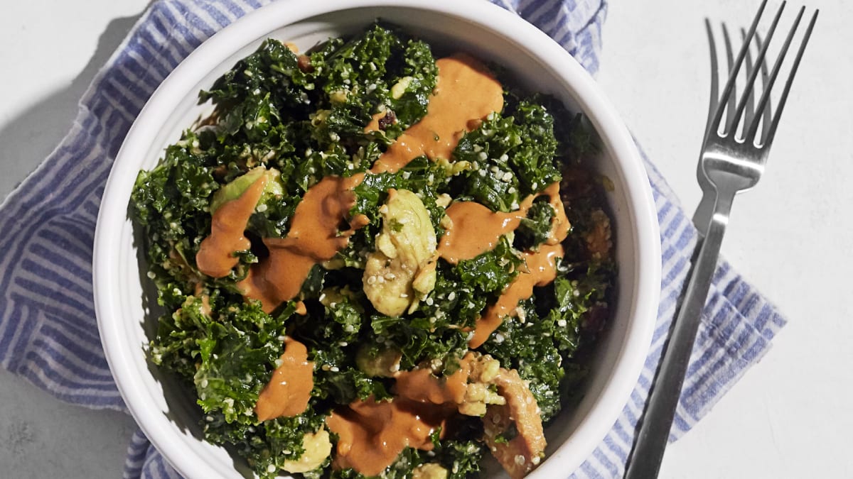 Avocado Kale Salad & Peanut Dressing