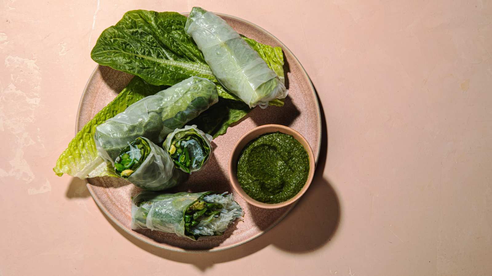 Springtime Rolls with Miso Kale Pesto
