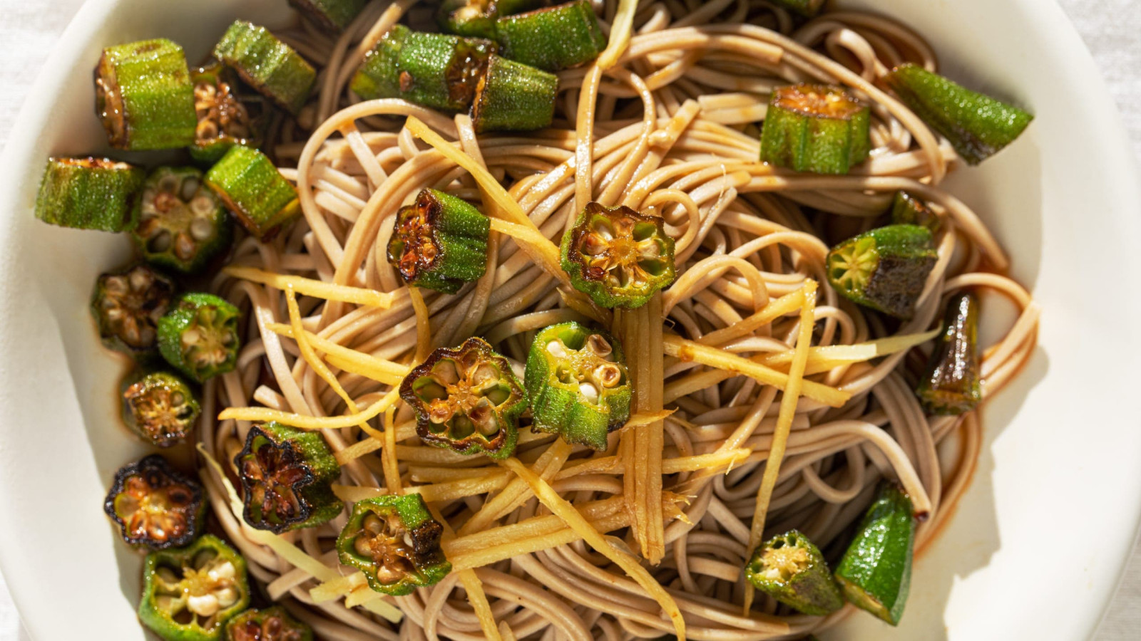 Sautéed Okra with Soba