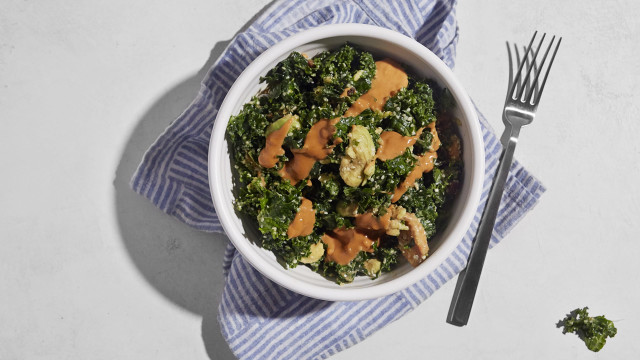 Avocado Kale Salad with Peanut Dressing
