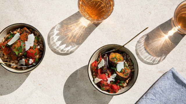 Pan-Fried Eggplant & Tomatoes with Caper Gremolata