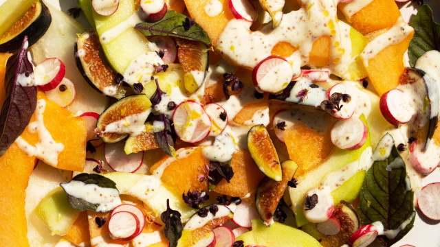 Melon, Radishes & Figs with Mustard-Yogurt Dressing