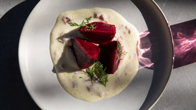 Roasted Red Beets with Cured Japanese Ume Plum & Yogurt Sauce