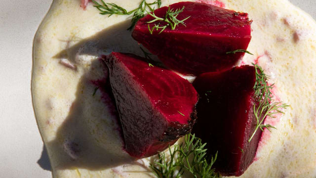 Roasted Red Beets with Plum & Yogurt