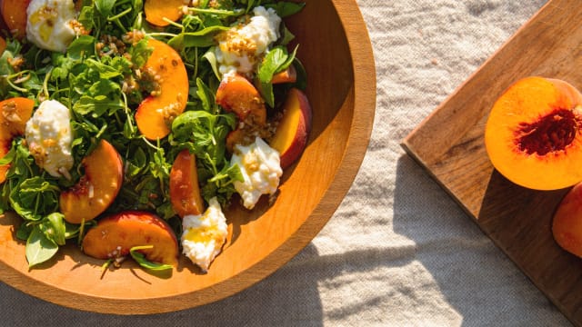 Peach, Arugula & Burrata Salad