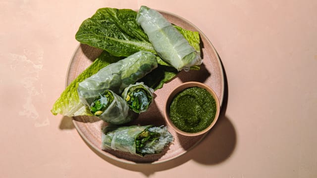 Springtime Rolls & Miso Kale Pesto