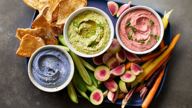 Red, Blue, and Green Hummus