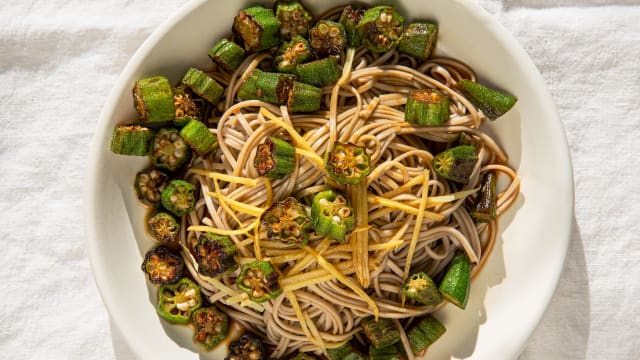 Sautéed Okra with Soba
