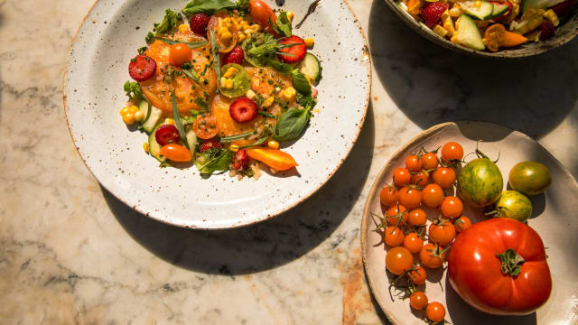 Strawberries, Tomatoes & Corn
