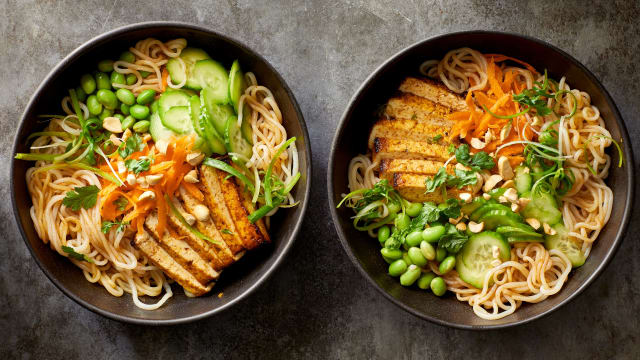 Tofu Edamame Noodle Salad