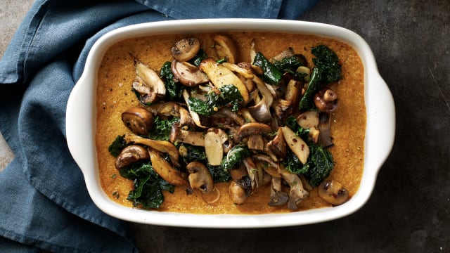 Baked Polenta with Mushroom and Kale