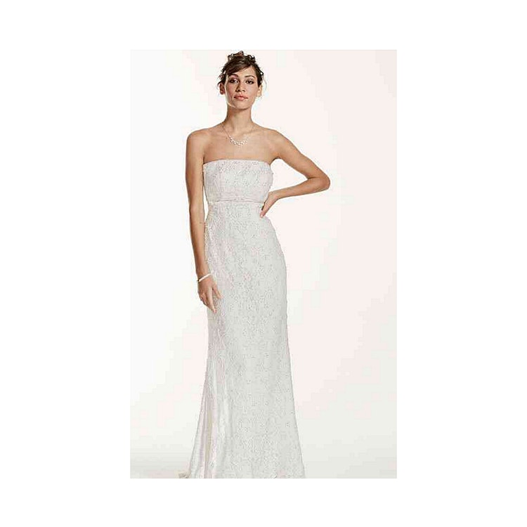 David's Bridal Wedding Dress Galina Lace Open Shoulders Wedding Dress Size  00