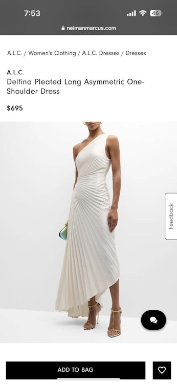 alc delfina one shoulder dress A.L.C. Delfina Pleated Long Asymmetric One-Shoulder Dress