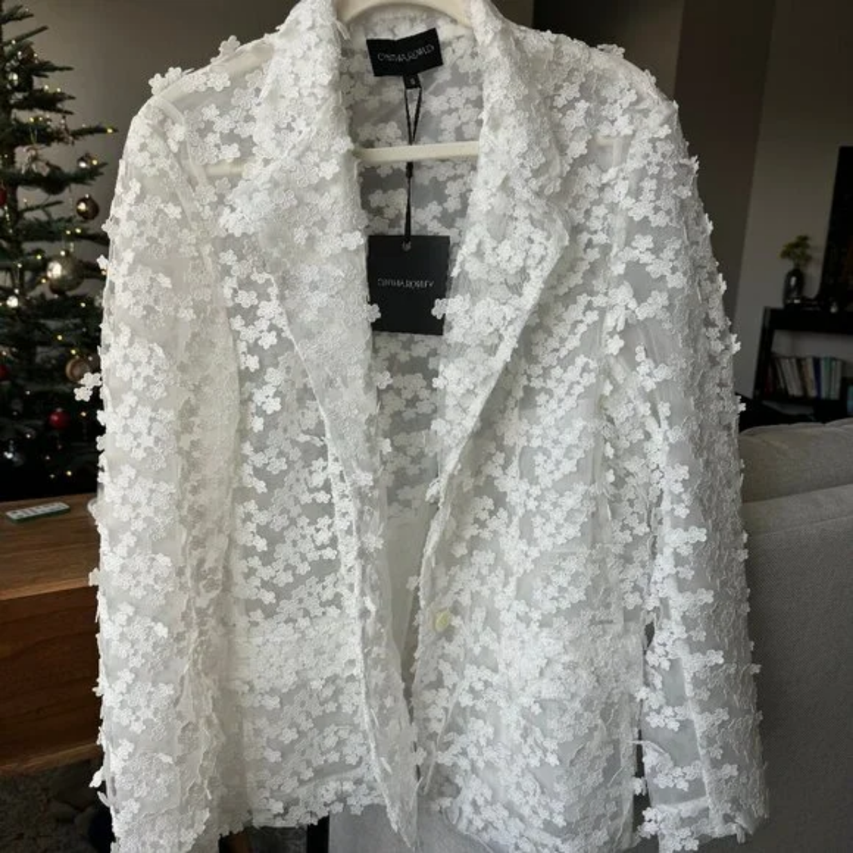 Cynthia Rowley Lace 3D Embroidered Tulle Blazer - Size 2 | rowely