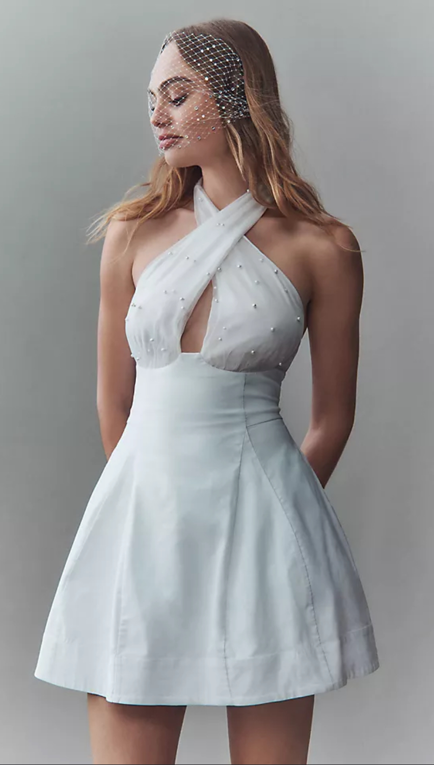 amsale faille v-neck fit-and-flare dress Sedna – Amsale main image 0