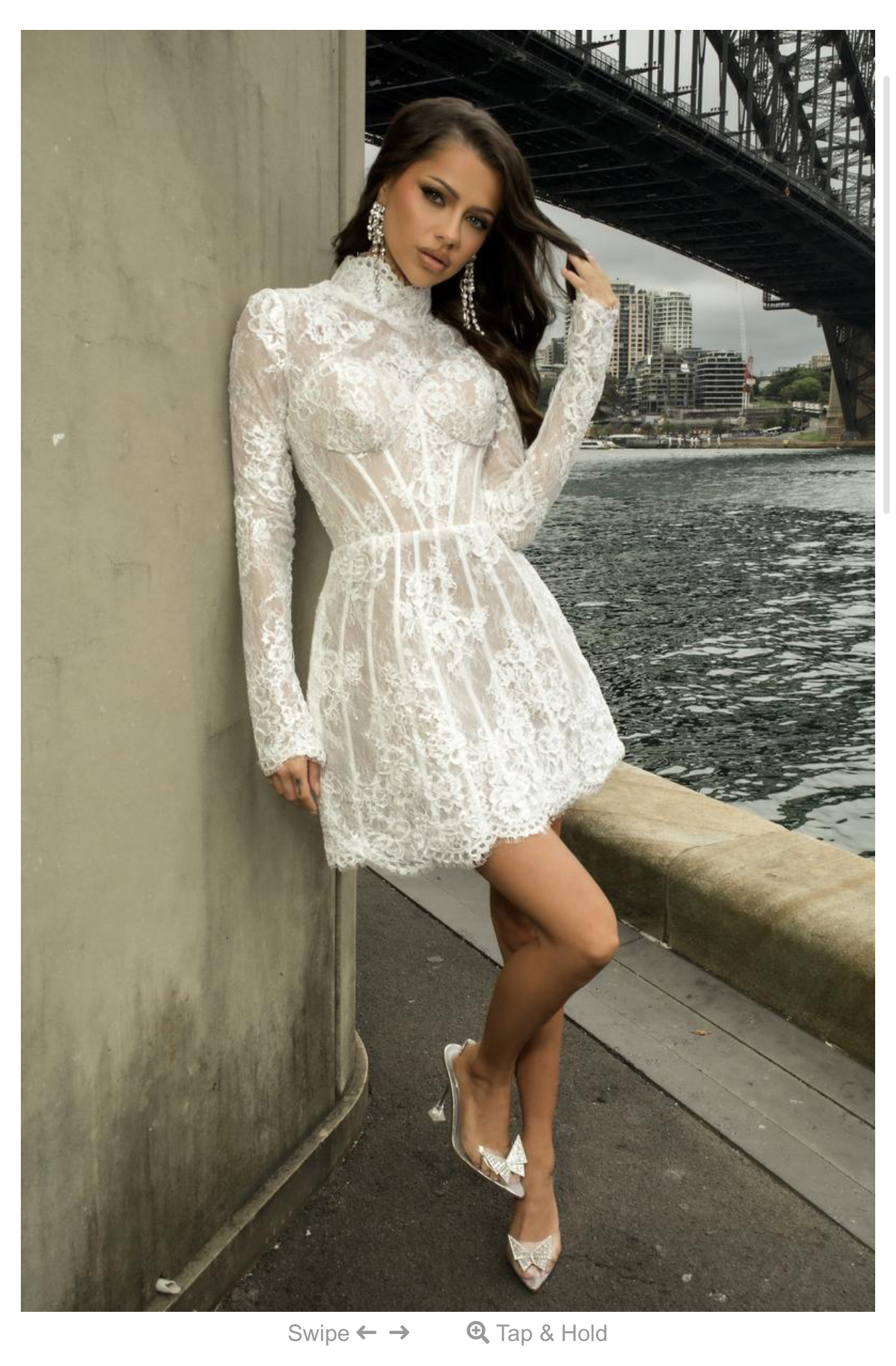 Ivory lace cocktail dress | rowely