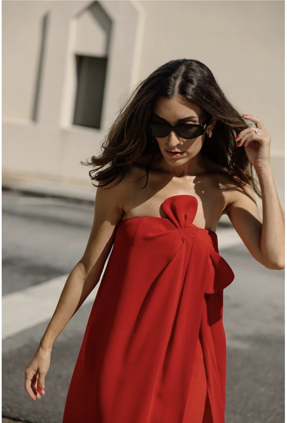 knee length dresses for ladies Melanie Strapless Midi Dress - White
