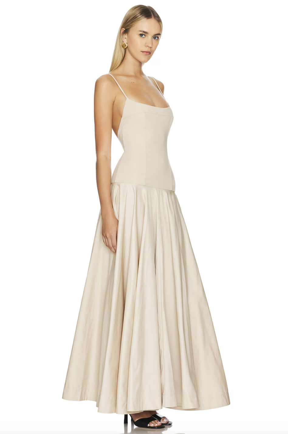 formal a line dress wedding guest A-line Sage Green Wedding Guest Dress Strapless Satin Long Formal Gown Sage Green / US4 main image 0