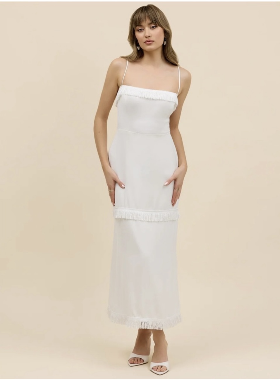 amsale faille v-neck fit-and-flare dress Amsale Bridesmaid Dress Austin GB139A Platinum main image 1