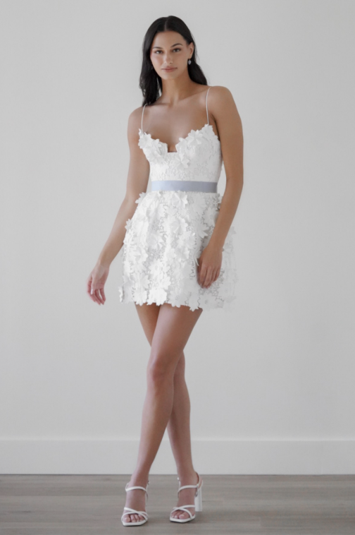 embellished corset mini dress Long Sleeve Embellished Corset Mini Dress in Ivory main image 1