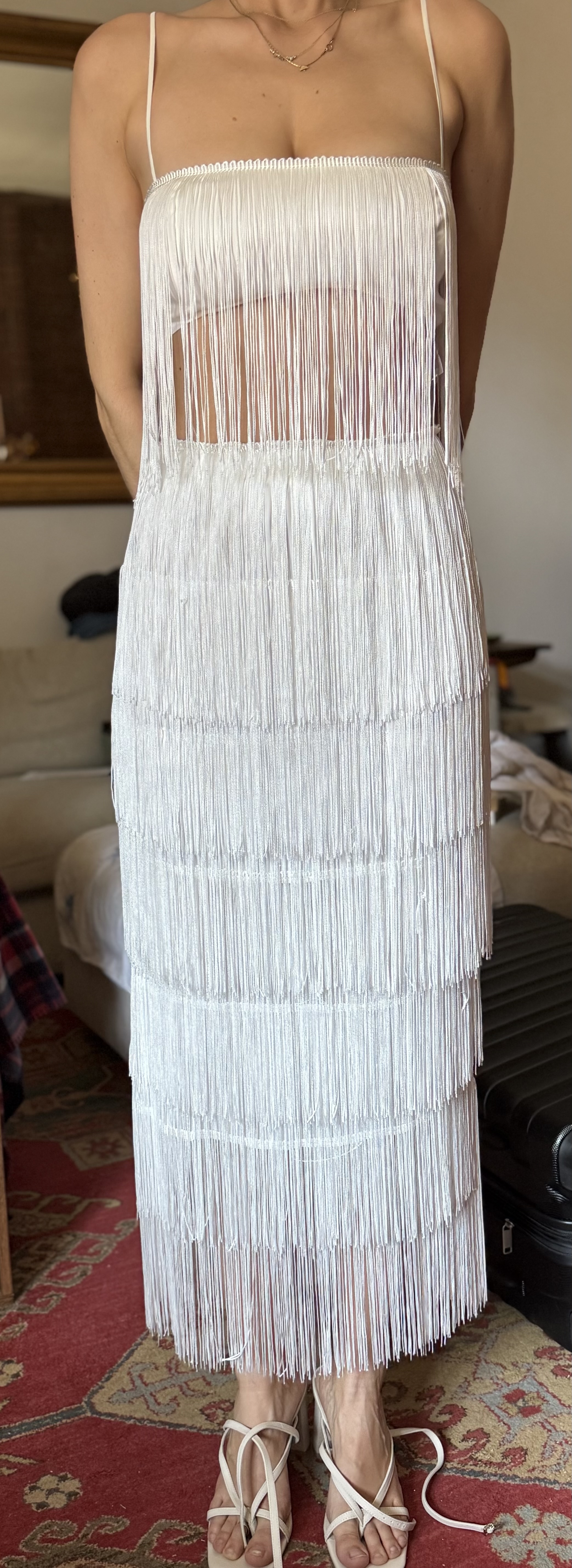 strapless open back dress Gold Metallic Pleated Maxi Dress main image 0