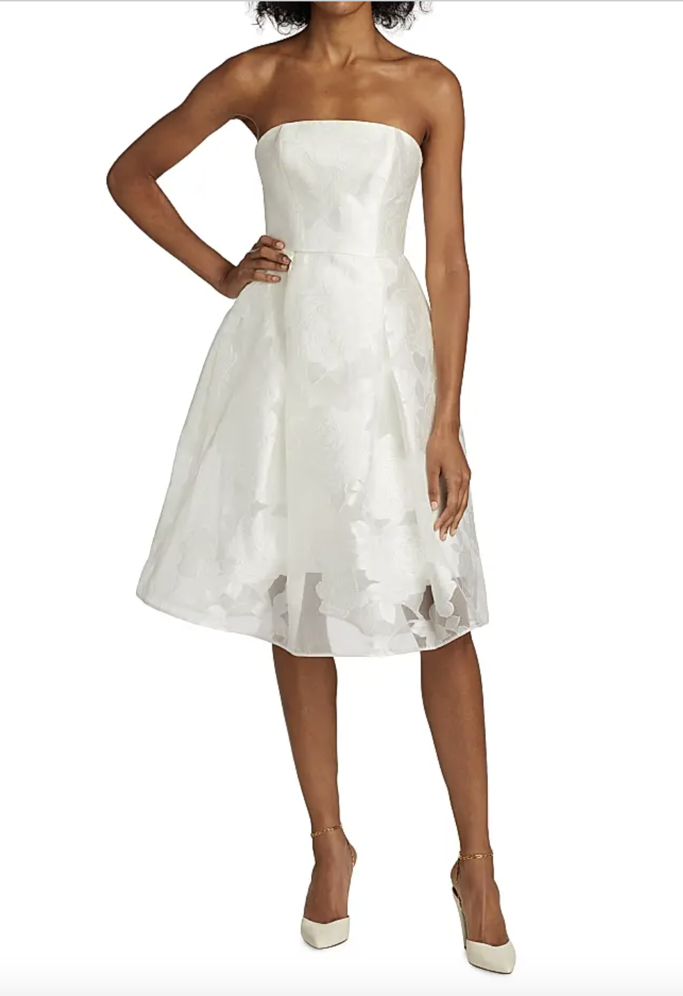 amsale faille v-neck fit-and-flare dress Faille Side Gather Dress Silk-white / 6