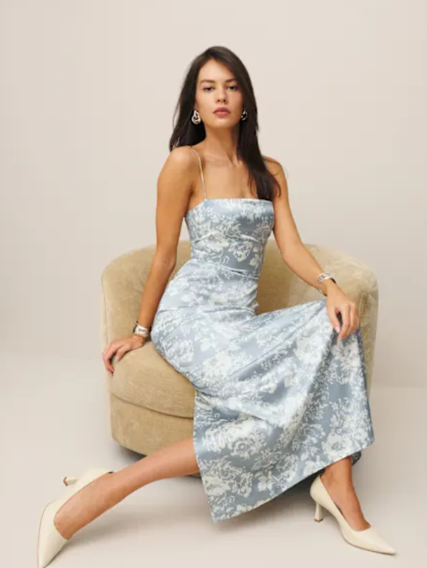 reformation frankie dress Reformation Frankie blue silk dress 6 by Reformation