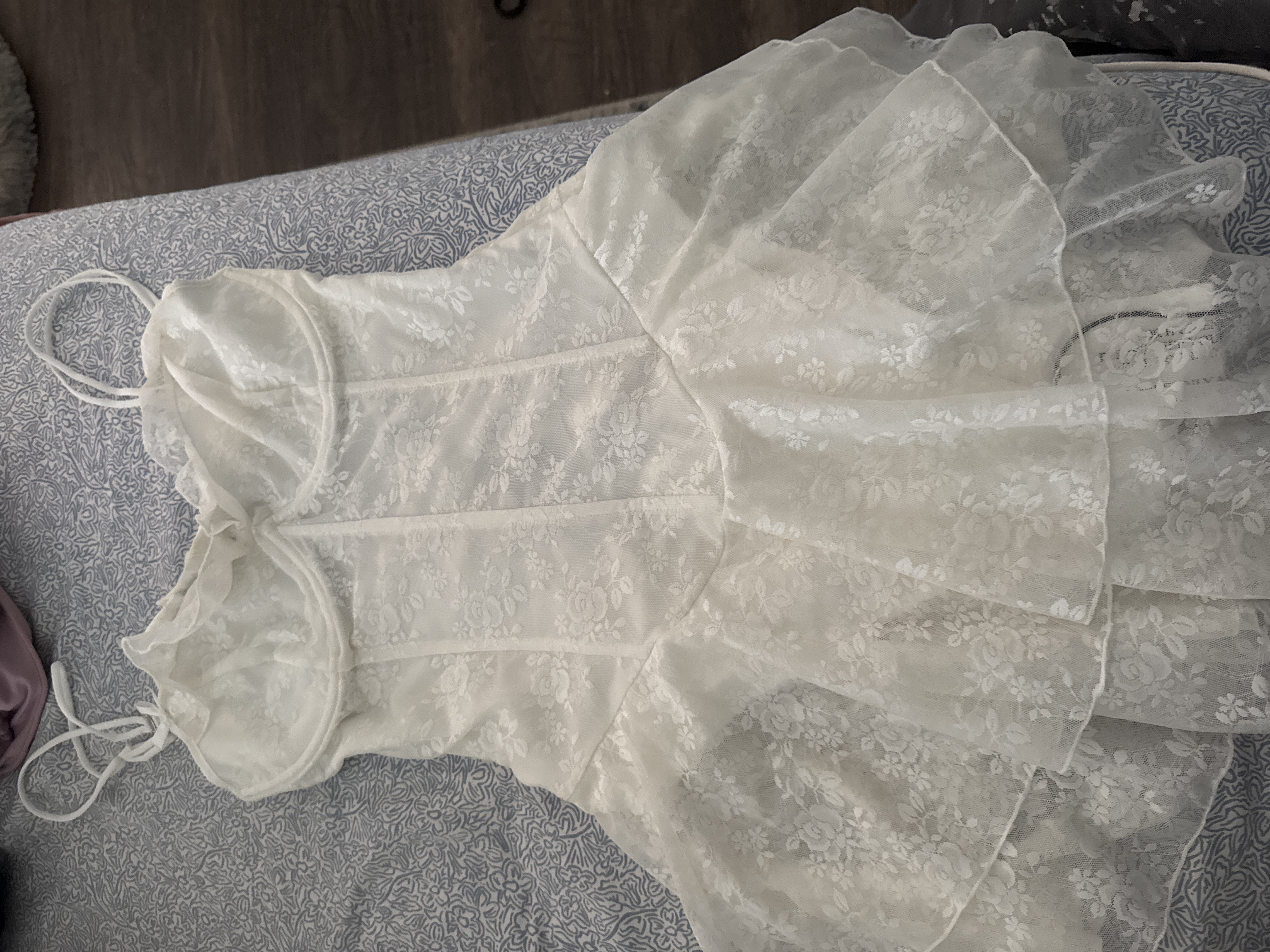 open lace back dress WeWoreWhat Corset Peplum Mini Dress main image 1