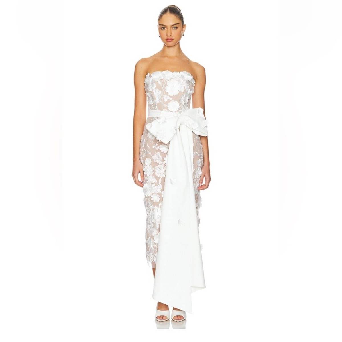 knee length dresses for ladies Serenity Petra Ivory Cowl-Neck Silk Satin Maxi Dress Fully Lined main image 1