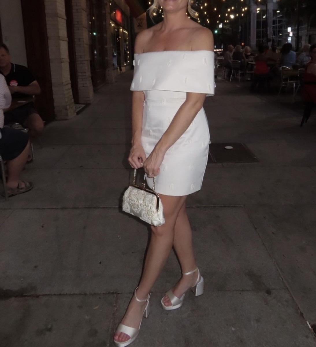 deep plunge embellished mini dress in white Deep Plunge Embellished Mini Dress in White