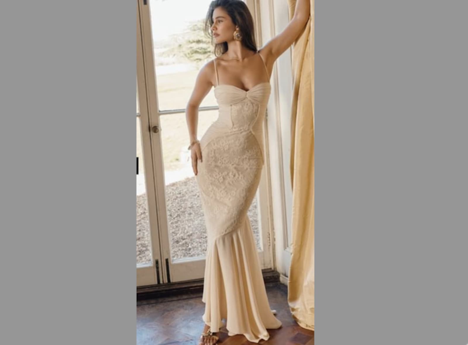 House of CB Felicia Lace Inset Mermaid Gown rowely