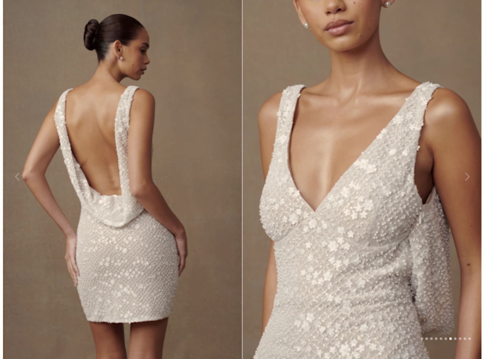 Meshki Louanne Daisy Beaded Mini Dress - White | rowely