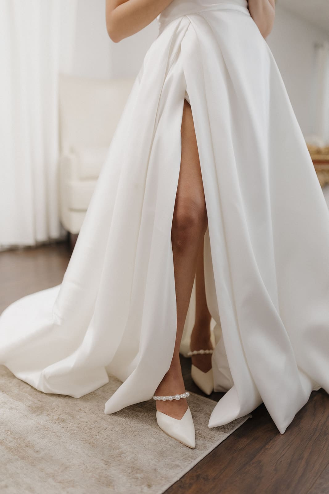 long off the shoulder bridesmaid dresses Sample Madi Lane Dior Wedding Dress